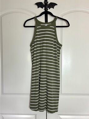 Old Navy Olive Green Striped Tank Dress Soft & Stretchy size M